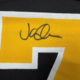 Framed Autographed/Signed John Cullen 35x39 Pittsburgh Black Hockey Jersey JSA COA