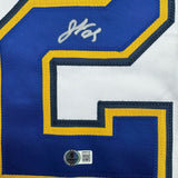 Framed Autographed/Signed Jordan Kyrou 35x39 St. Louis White Hockey Jersey Beckett BAS COA