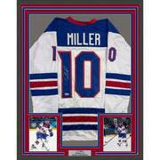 Framed Autographed/Signed JT J.T. Miller 35x39 Team USA White Hockey Jersey Beckett BAS COA