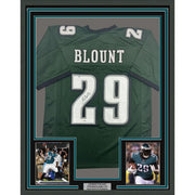 Framed Autographed/Signed LeGarrette Blount 35x39 Philadelphia Green Football Jersey JSA COA