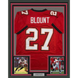 Framed Autographed/Signed LeGarrette Blount 35x39 Tampa Bay Red Football Jersey JSA COA