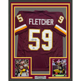 Framed Autographed/Signed London Fletcher 35x39 Washington Maroon Football Jersey Beckett BAS COA