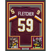 Framed Autographed/Signed London Fletcher 35x39 Washington Maroon Football Jersey Beckett BAS COA