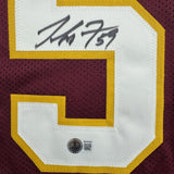 Framed Autographed/Signed London Fletcher 35x39 Washington Maroon Football Jersey Beckett BAS COA