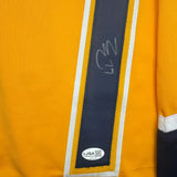 Framed Autographed/Signed Luke Evangelista 35x39 Nashville Yellow Hockey Jersey JSA COA