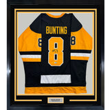Framed Autographed/Signed Michael Bunting 35x39 Pittsburgh Black Hockey Jersey Beckett BAS COA