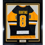 Framed Autographed/Signed Michael Bunting 35x39 Pittsburgh Black Hockey Jersey Beckett BAS COA