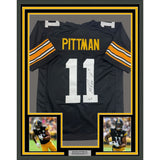 Framed Autographed/Signed Michael Pittman Jr. 35x39 Pittsburgh Black Football Jersey Beckett BAS COA
