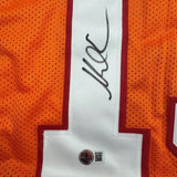 Framed Autographed/Signed Mike Evans 35x39 Tampa Bay Orange Creamsicle Football Jersey Beckett BAS COA