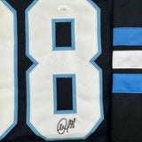 Framed Autographed/Signed Mikhail Sergachev 35x39 Utah Black Hockey Jersey JSA COA