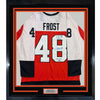 Framed Autographed/Signed Morgan Frost 35x39 Philadelphia Orange Hockey Jersey Beckett BAS COA