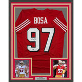 Framed Autographed/Signed Nick Bosa 35x39 San Francisco Red Alternate Football Jersey Beckett BAS COA