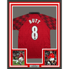 Framed Autographed/Signed Nicky Butt 35x39 Manchester United Red Soccer Futbol Jersey Beckett BAS COA