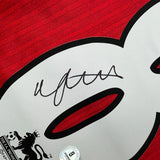 Framed Autographed/Signed Nicky Butt 35x39 Manchester United Red Soccer Futbol Jersey Beckett BAS COA