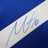 Framed Autographed/Signed Nils Hoglander 35x39 Vancouver Blue Hockey Jersey Beckett BAS COA