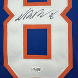 Framed Autographed/Signed Noah Dobson 35x39 New York Blue Hockey Jersey JSA COA