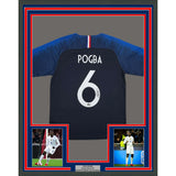 Framed Autographed/Signed Paul Pogba 35x39 France Blue Soccer Futbol Jersey Beckett BAS COA