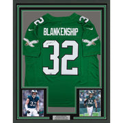 Framed Autographed/Signed Reed Blankenship 35x39 Philadelphia Eagles Kelly Green Football Jersey Fanatics COA