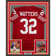 Framed Autographed/Signed Ricky Watters 35x39 San Francisco Red Football Jersey JSA COA