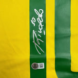 Framed Autographed/Signed Rivaldo 35x39 Brazil Yellow Soccer Futbol Jersey Beckett BAS COA #2