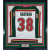 Framed Autographed/Signed Ryan Hartman 35x39 Minnesota White 25th Anniversary Hockey Jersey Beckett BAS COA