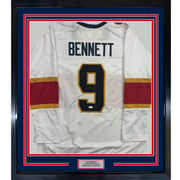 Framed Autographed/Signed Sam Bennett 35x39 Florida White Hockey Jersey JSA COA