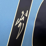 Framed Autographed/Signed Sergio Kun Aguero #10 35x39 Manchester City Blue Soccer Futbol Jersey Beckett BAS COA