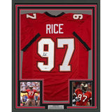 Framed Autographed/Signed Simeon Rice 35x39 Tampa Bay Red Football Jersey JSA COA