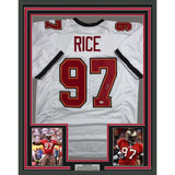 Framed Autographed/Signed Simeon Rice 35x39 Tampa Bay White Football Jersey JSA COA