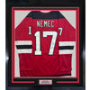 Framed Autographed/Signed Simon Nemec 35x39 New Jersey NJ Red Hockey Jersey JSA COA