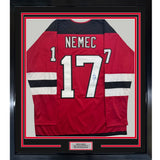 Framed Autographed/Signed Simon Nemec 35x39 New Jersey NJ Red Hockey Jersey JSA COA