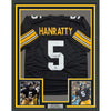 Framed Autographed/Signed Terry Hanratty 35x39 Pittsburgh Black Football Jersey Beckett BAS COA