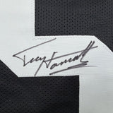 Framed Autographed/Signed Terry Hanratty 35x39 Pittsburgh Black Football Jersey Beckett BAS COA