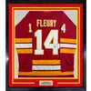 Framed Autographed/Signed Theo Fleury 35x39 Calgary Red Hockey Jersey Beckett BAS COA