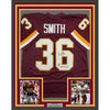 Framed Autographed/Signed Timmy Smith 35x39 Washington Maroon Football Jersey Beckett BAS COA