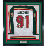 Framed Autographed/Signed Vladimir Tarasenko 35x39 Minnesota White 25th Anniversary Hockey Jersey Beckett BAS COA