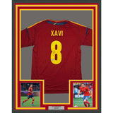 Framed Autographed/Signed Xavi Hernandez 35x39 Spain Red Soccer Futbol Jersey Beckett BAS COA