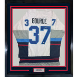 Framed Autographed/Signed Yanni Gourde 35x39 Seattle White Hockey Jersey JSA COA