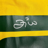 Framed Autographed/Signed Zico 35x39 Brazil Yellow Soccer Futbol Jersey Beckett BAS COA