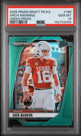 Graded 2025 Panini Prizm Draft Picks Arch Manning #166 Green Prizm Rookie RC Football Card PSA 10 Gem Mint