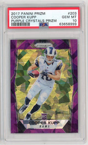 Graded 2017 Panini Prizm Cooper Kupp #203 Purple Crystals Prizm /75 Rookie RC Football Card PSA 10 Gem Mint