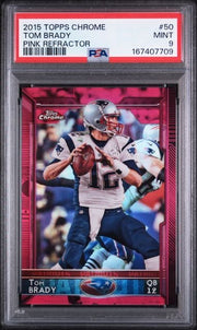 Graded 2015 Topps Chrome Tom Brady #50 Pink Refractor /399 Football Card PSA 9 Mint