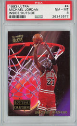 Graded 1993 Fleer Ultra Michael Jordan #4 Inside Outside Basketball Card PSA 8 NM-MT