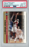 Graded 2003-04 Upper Deck UD LeBron James #12 Phenomenal Beginning Gold Rookie RC Basketball Card PSA 10 Gem Mint