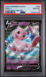 Graded 2020 Pokemon SWSH Darkness Ablaze Mew V #069 Sword & Shield Trading Card Game PSA 10 Gem Mint