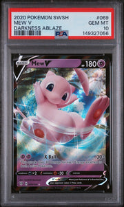 Graded 2020 Pokemon SWSH Darkness Ablaze Mew V #069 Sword & Shield Trading Card Game PSA 10 Gem Mint