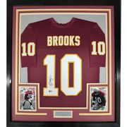 Framed Autographed/Signed Derrick Brooks 35x39 Florida State FSU Maroon College Football Jersey Beckett BAS COA