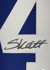 Framed Autographed/Signed Cam Skattebo 35x39 New York Blue Football Jersey Beckett BAS COA