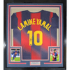 Facsimile Autographed Framed Lamine Yamal #10 35x39 FC Barcelona Blue/Red Reprint Laser Auto Soccer Jersey