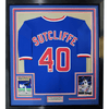 Framed Autographed/Signed Rick Sutcliffe 35x39 Chicago Blue Baseball Jersey Beckett BAS COA